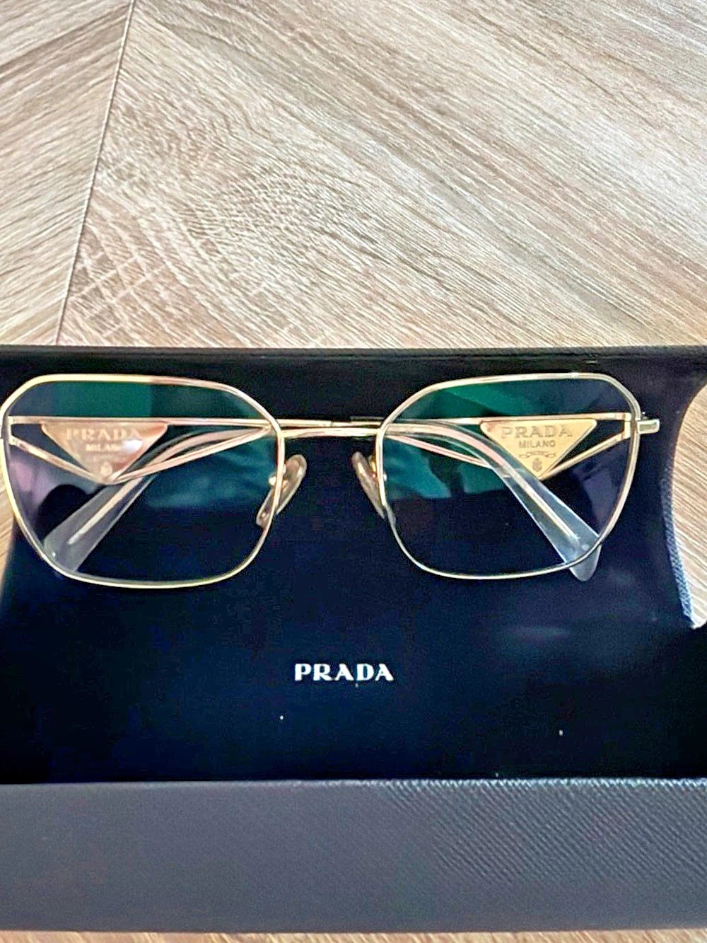 Prada PRA51V Gold Metal Frame Glasses Like New